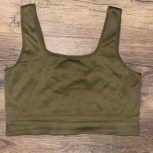 Large army green sports bra